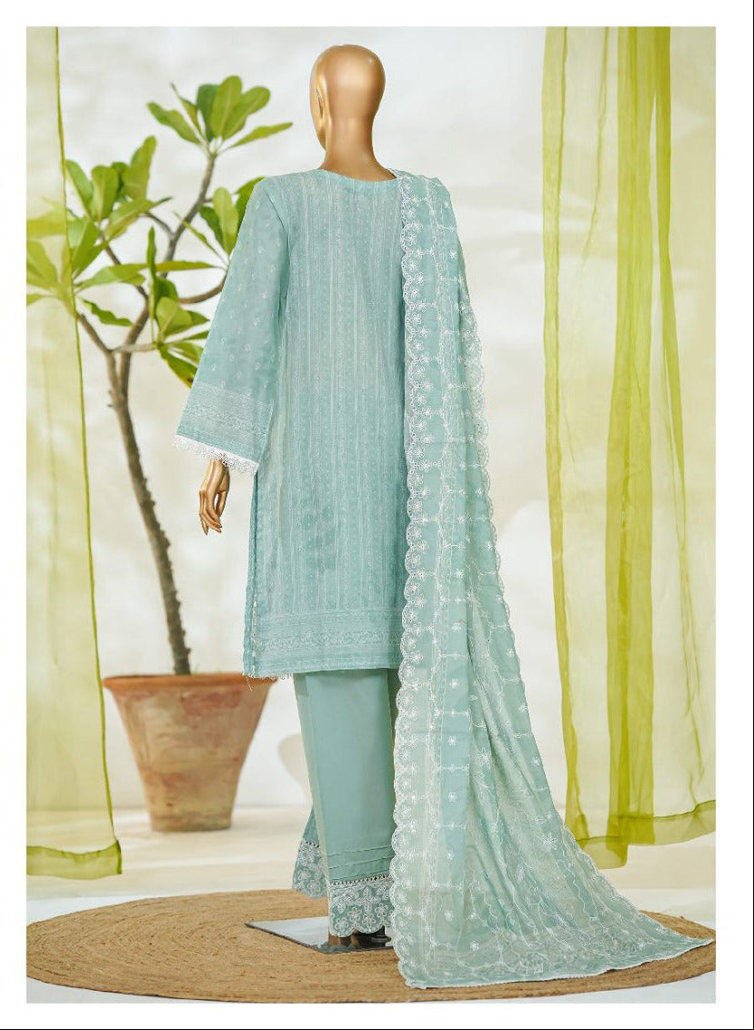 Bin Saeed | Stitch 3 PC White & White Embroidered Lawn Collection