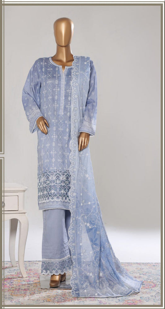 Bin Saeed | Stitch 3 PC White & White Embroidered Lawn Collection