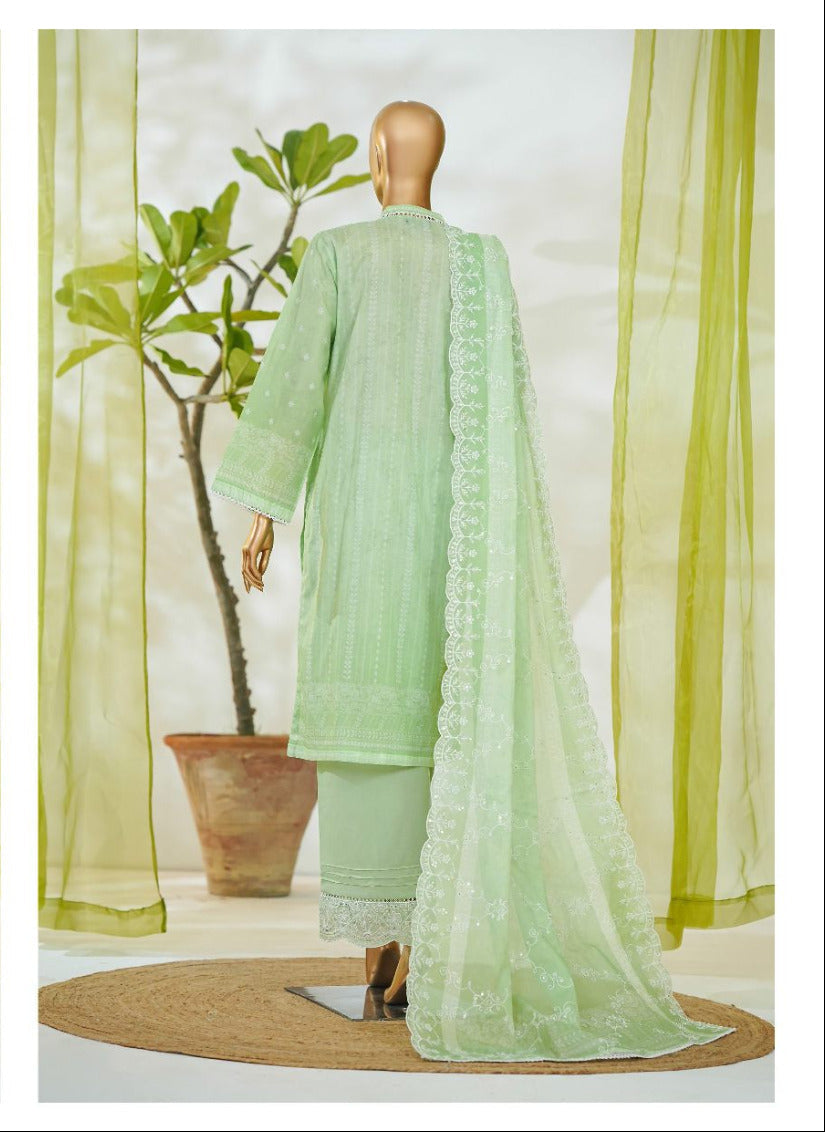 Bin Saeed | Stitch 3 PC White & White Embroidered Lawn Collection