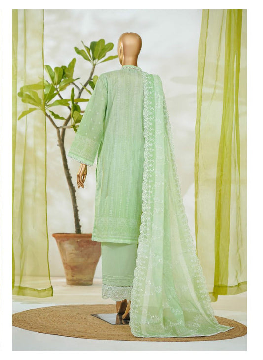 Bin Saeed | Stitch 3 PC White & White Embroidered Lawn Collection