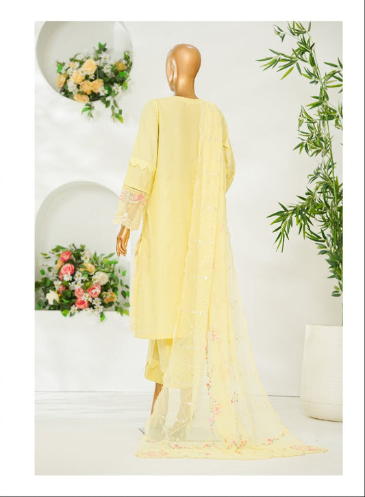Bin Saeed | Stitched 3 Pc Luxury Embroidered Lawn with Embroidered Chiffon Dupatta