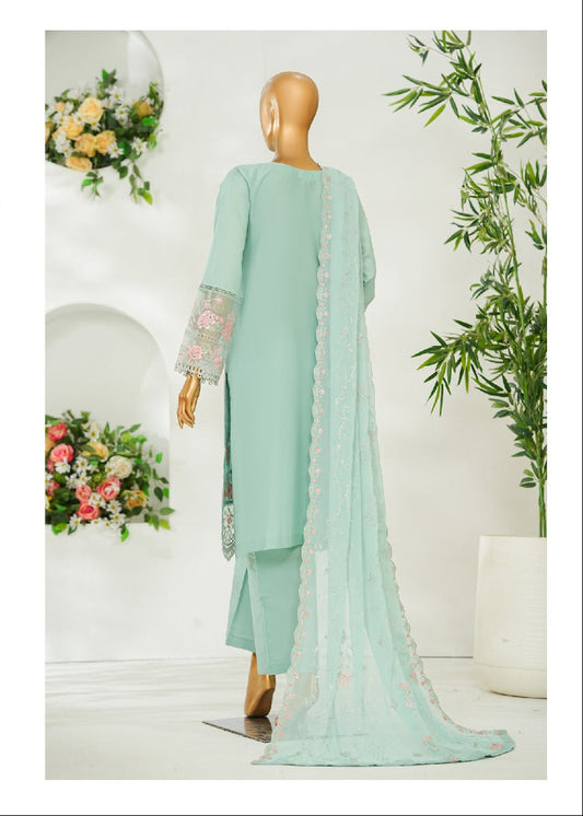 Bin Saeed | Stitched 3 Pc Luxury Embroidered Lawn with Embroidered Chiffon Dupatta