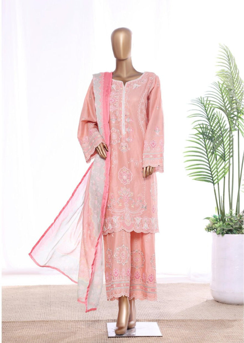 Bin Saeed | Stitched 3 Pc Luxury Embroidered Lawn With Printed dupatta