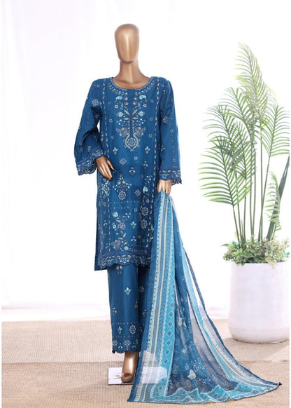 Bin Saeed | Stitched 3 Pc Luxury Embroidered Lawn With Printed dupatta