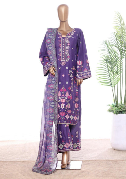 Bin Saeed | Stitched 3 Pc Luxury Embroidered Lawn With Printed dupatta