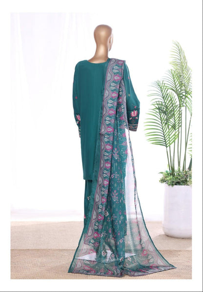 Bin Saeed | Stitched 3 Pc Luxury Embroidered Lawn With Printed dupatta