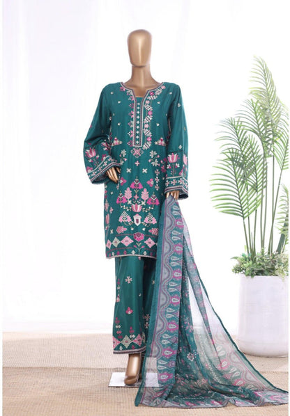 Bin Saeed | Stitched 3 Pc Luxury Embroidered Lawn With Printed dupatta