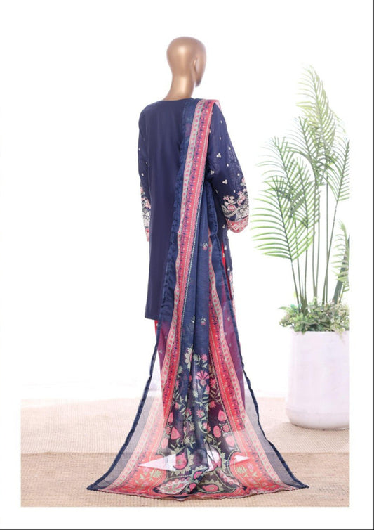 Bin Saeed | Stitched 3 Pc Luxury Embroidered Lawn With Printed dupatta