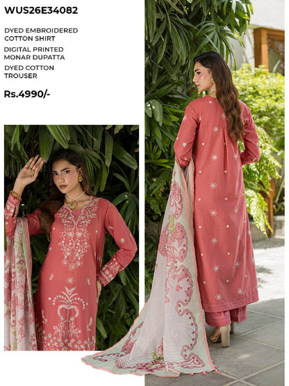 ZELLBURY | Unstitched 3 Piece Embroidered Chikankari Collection