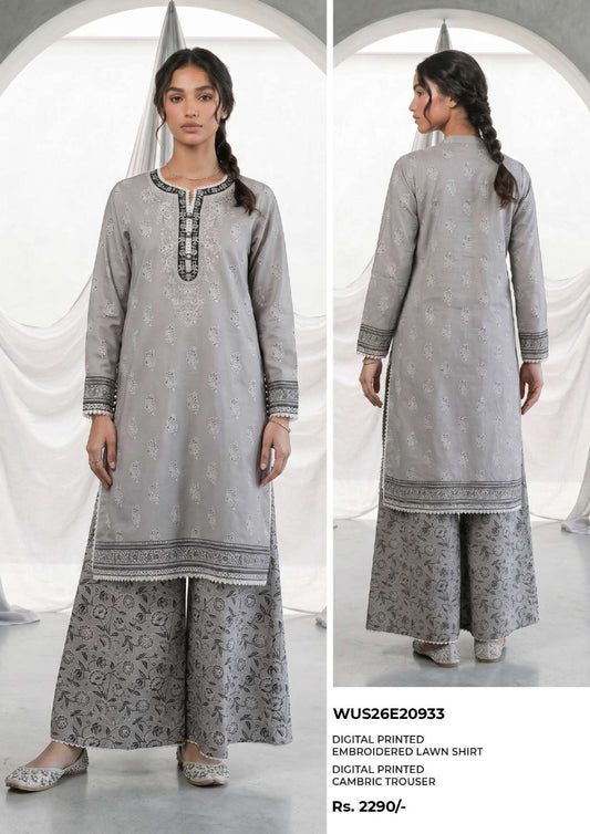 ZELLBURY | Monochrome 2 Pc Lawn Printed Collection – Black & White