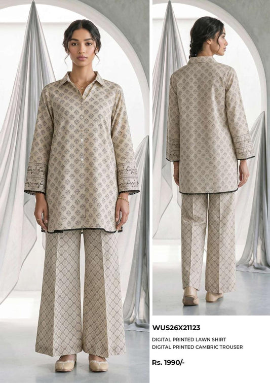 ZELLBURY | Monochrome 2 Pc Lawn Printed Collection – Black & White
