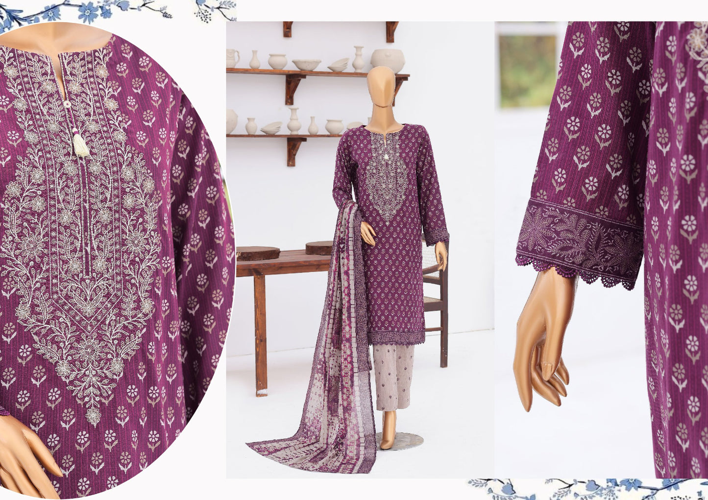 HZ | Premium Daily 3 Pc Embroidered Lawn Collection