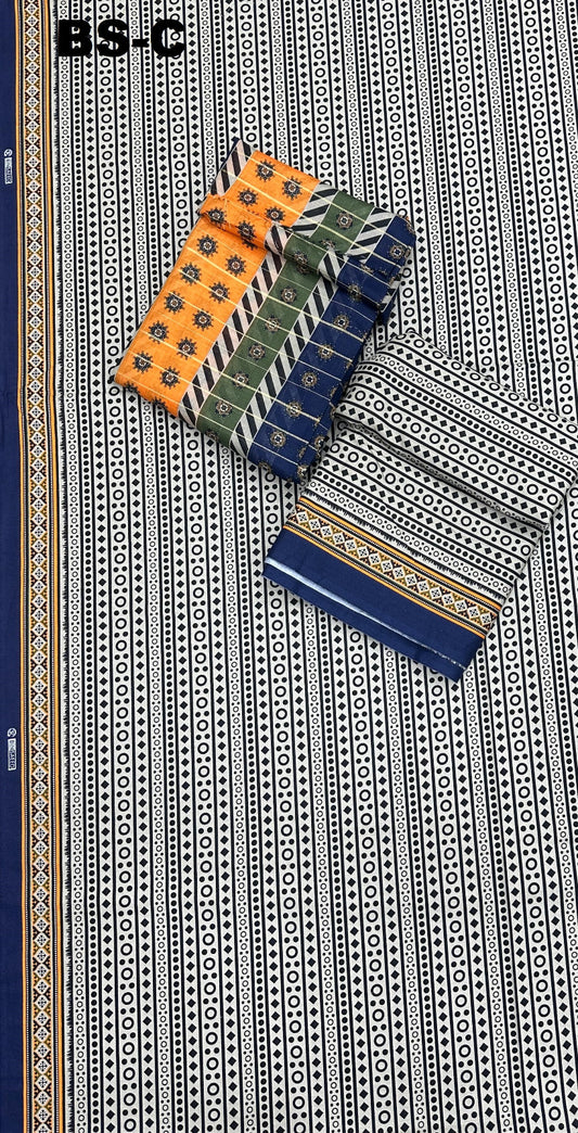 BIN SAEED Unstitched 3 Piece Printed Cotton Collection