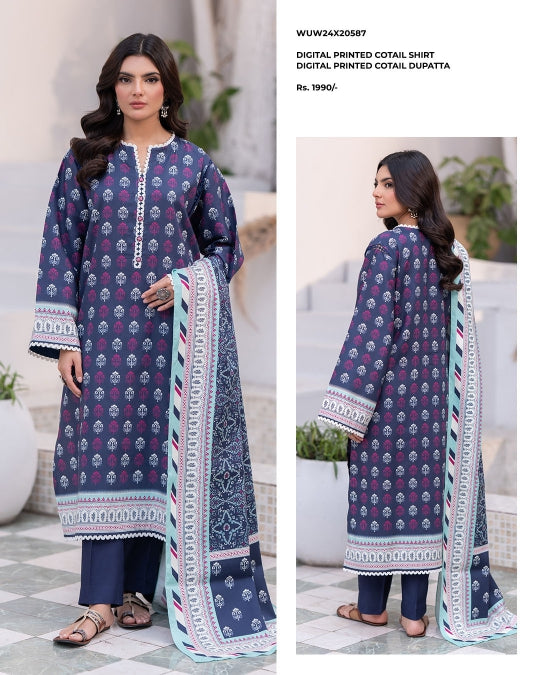 Zellbury | Unstitched 2 Pc Digital Printed Cotail  Collection