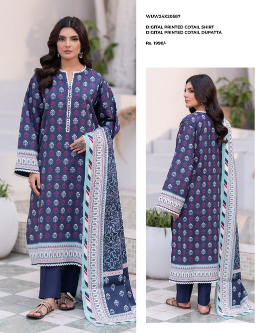 Zellbury | Unstitched 2 Pc Digital Printed Cotail  Collection