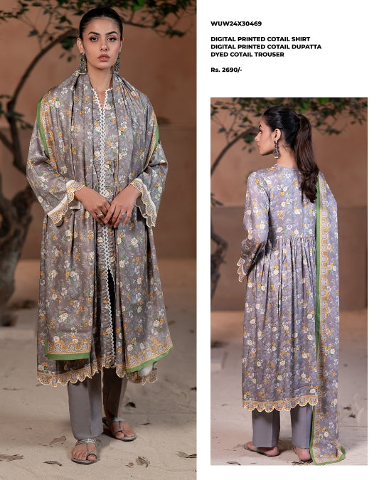 Zellbury | Unstitched 3 Piece Printed Cotail Suit Collection