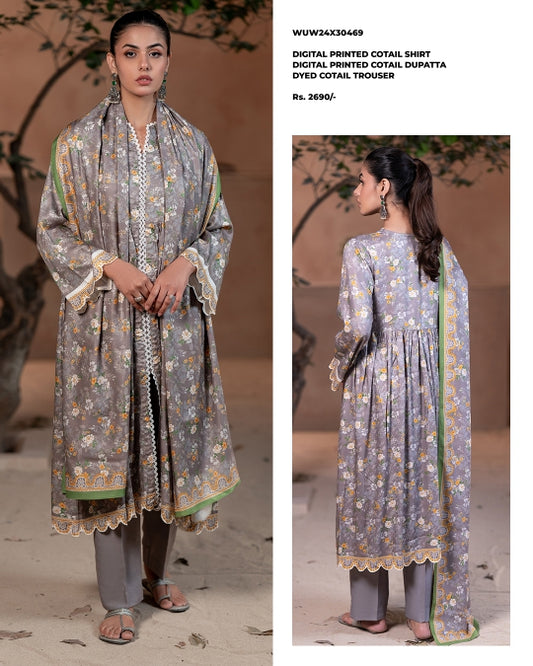 Zellbury | Unstitched 3 Piece Printed Cotail Suit Collection