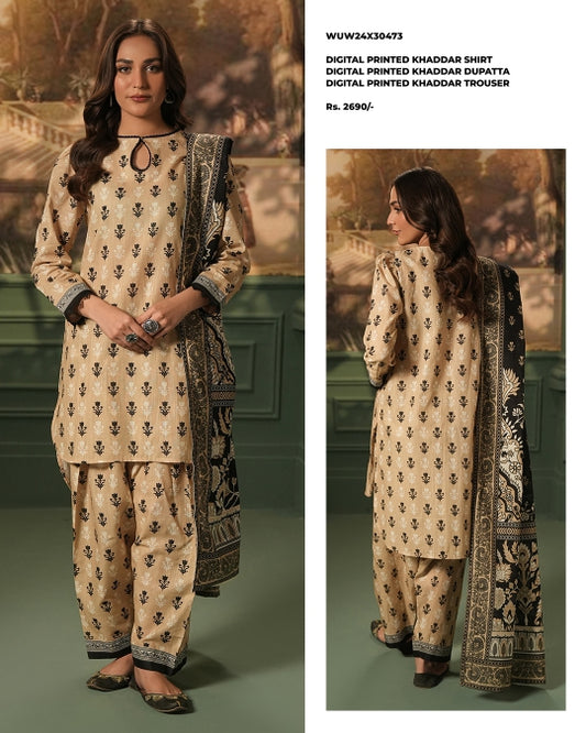 Zellbury | Unstitched 3 Piece Digital Printed Khaddar Suit Collection
