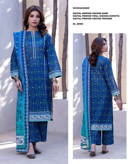 Zellbury | Unstitched 3PC  printed viscose  Collection