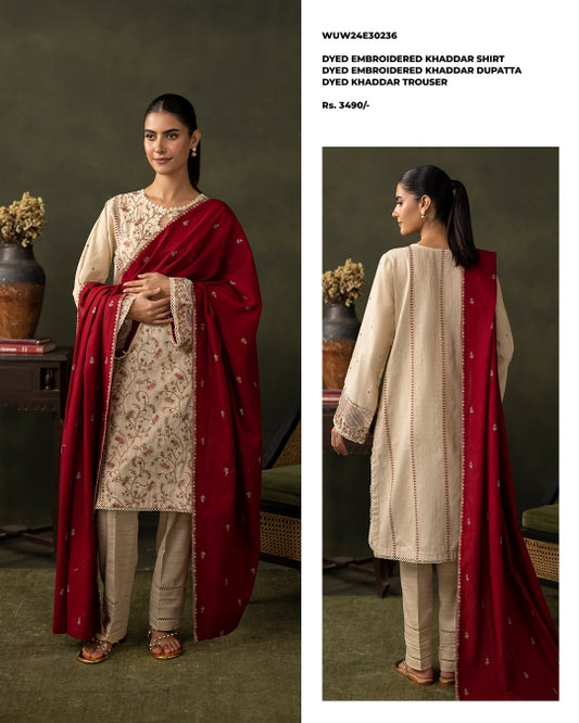 Zellbury | Unstitched 3 Piece Embroidered Khaddar Collection