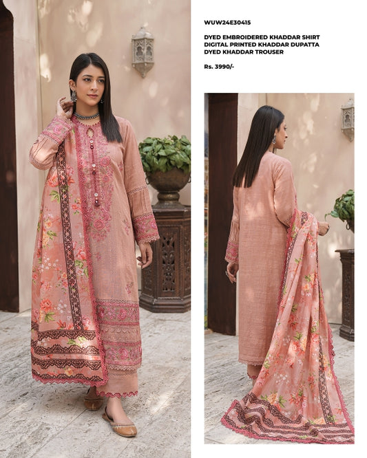 Zellbury | Unstitched 3 Piece Embroidered Khaddar Collection