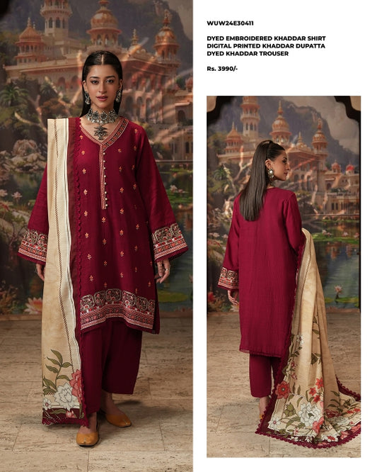 Zellbury | Unstitched 3 Piece Embroidered Khaddar Collection