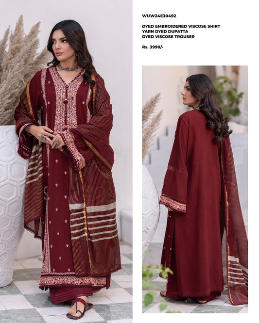 Zellbury | Unstitched 3 Piece  Embroidered Khaddar Collection