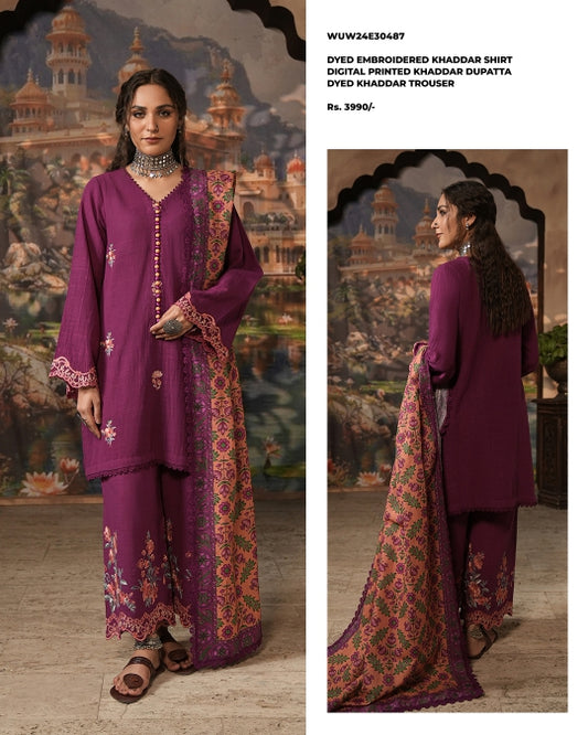 Zellbury | Unstitched 3 Piece  Embroidered Khaddar  Collection