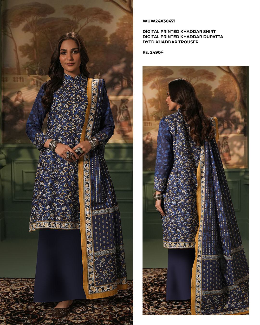 Zellbruy | Unstitched 3-Piece Digital Printed Khaddar Collection