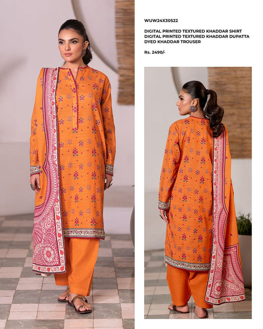 Zellbury | Unstitched 3 Piece Printed Textured Khaddar Collection