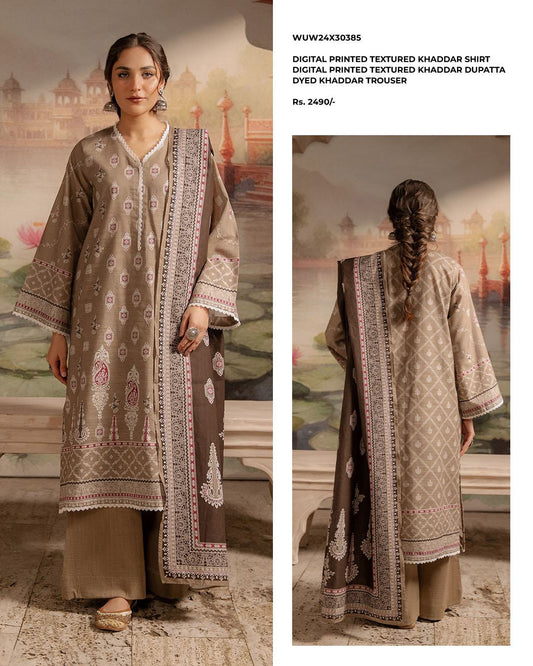 Zellbury | Unstitched 3 Piece Printed Textured Khaddar Collection