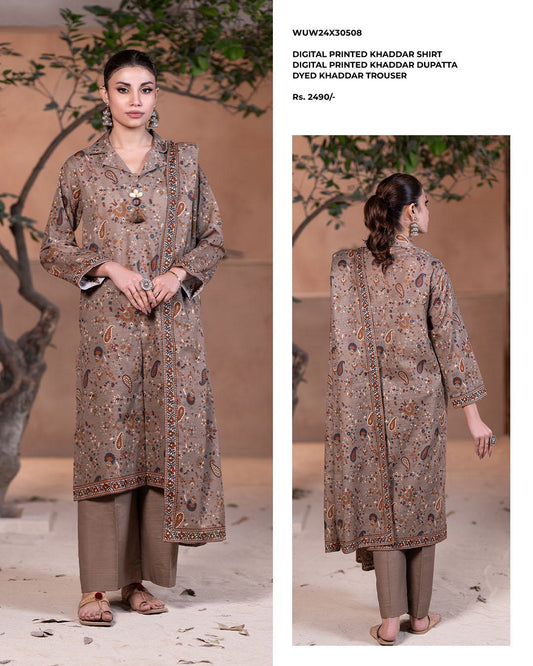 Zellbruy | Unstitched 3-Piece Digital Printed Khaddar Collection
