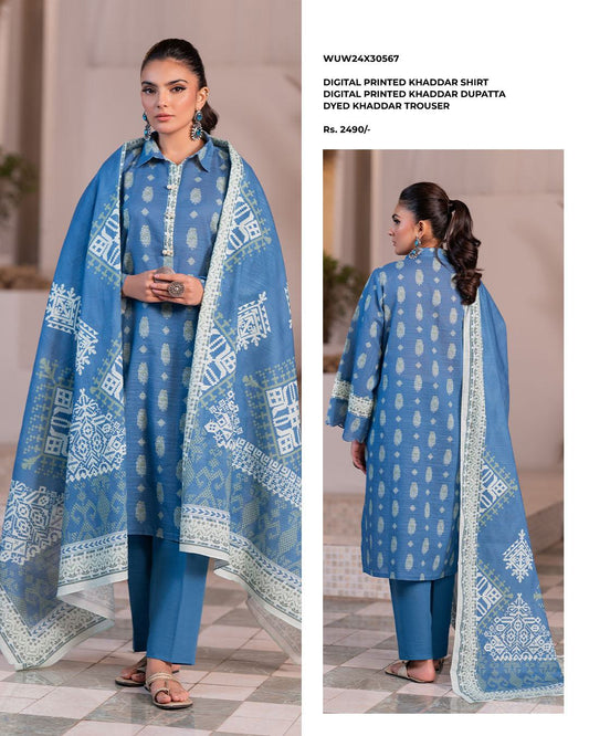 Zellbruy | Unstitched 3-Piece Digital Printed Khaddar Collection