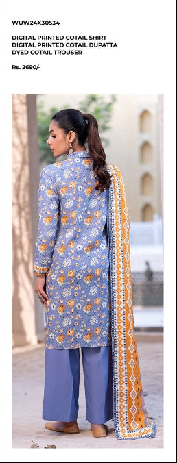 Zellbury | Unstitched 3 Piece Printed Cotail Suit Collection