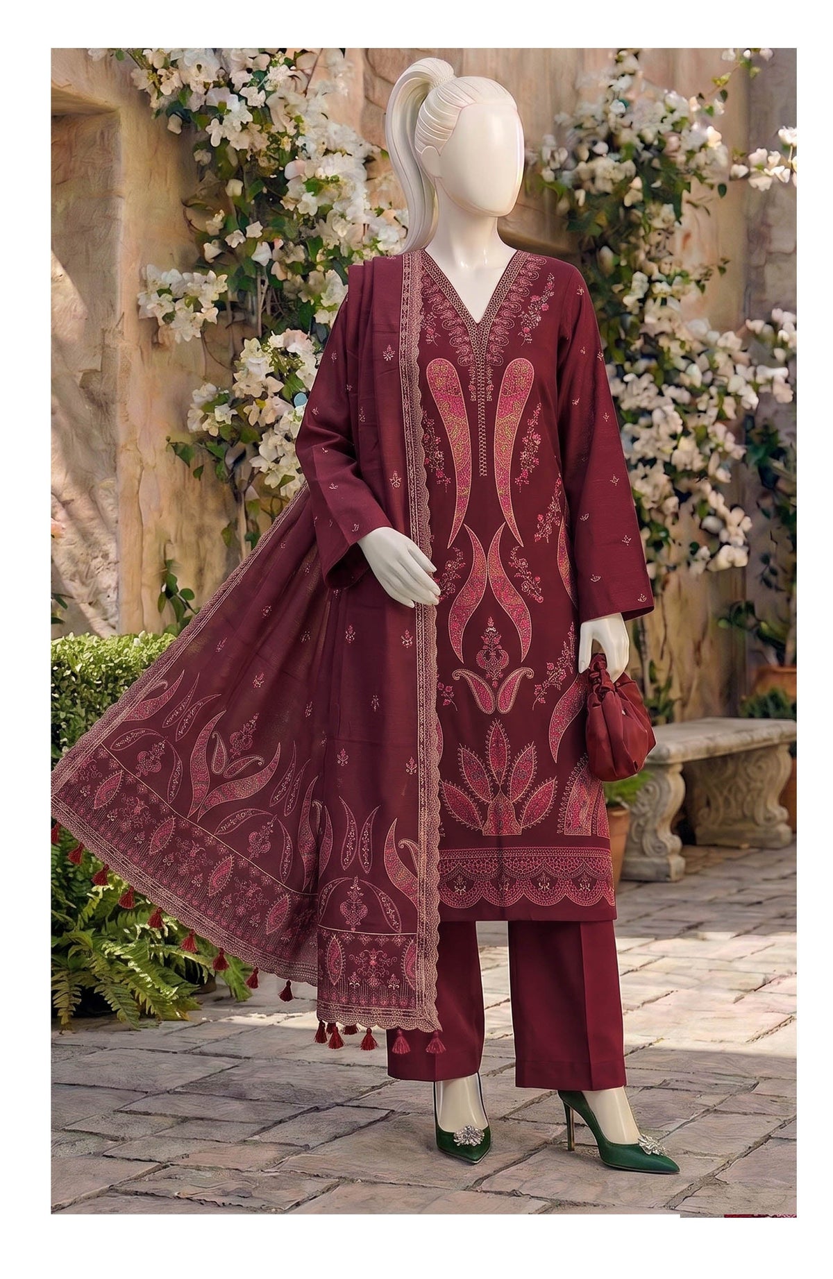 ABC Kajal maroon full-length outfit