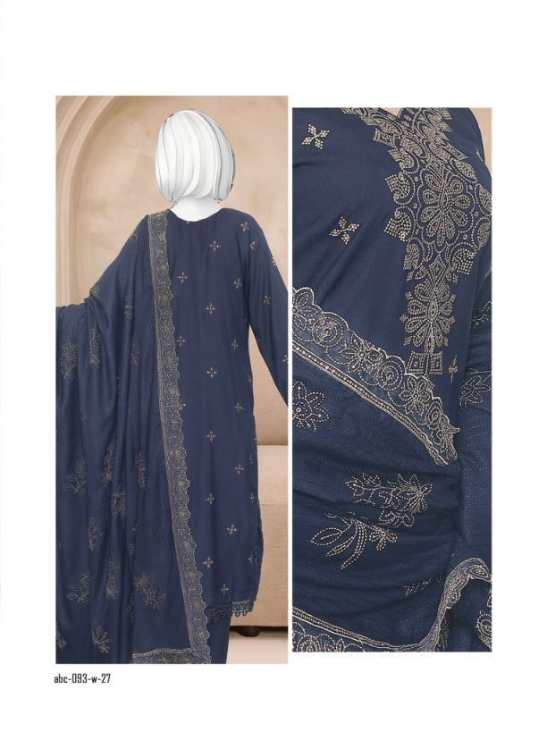 ABC Mishi embroidered Marina suit in Navy Blue — additional details