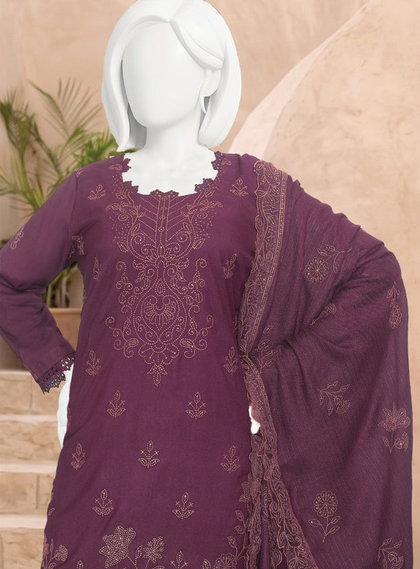 ABC Mishi embroidered Marina suit in Purple — additional details