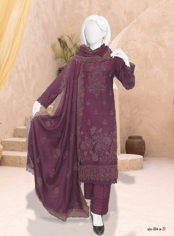 ABC Mishi embroidered Marina suit in Purple — full outfit view