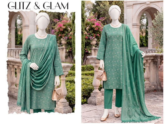 Al Boutique Centre | Unstitched Printed 3Pc Dhanak | Mint Green