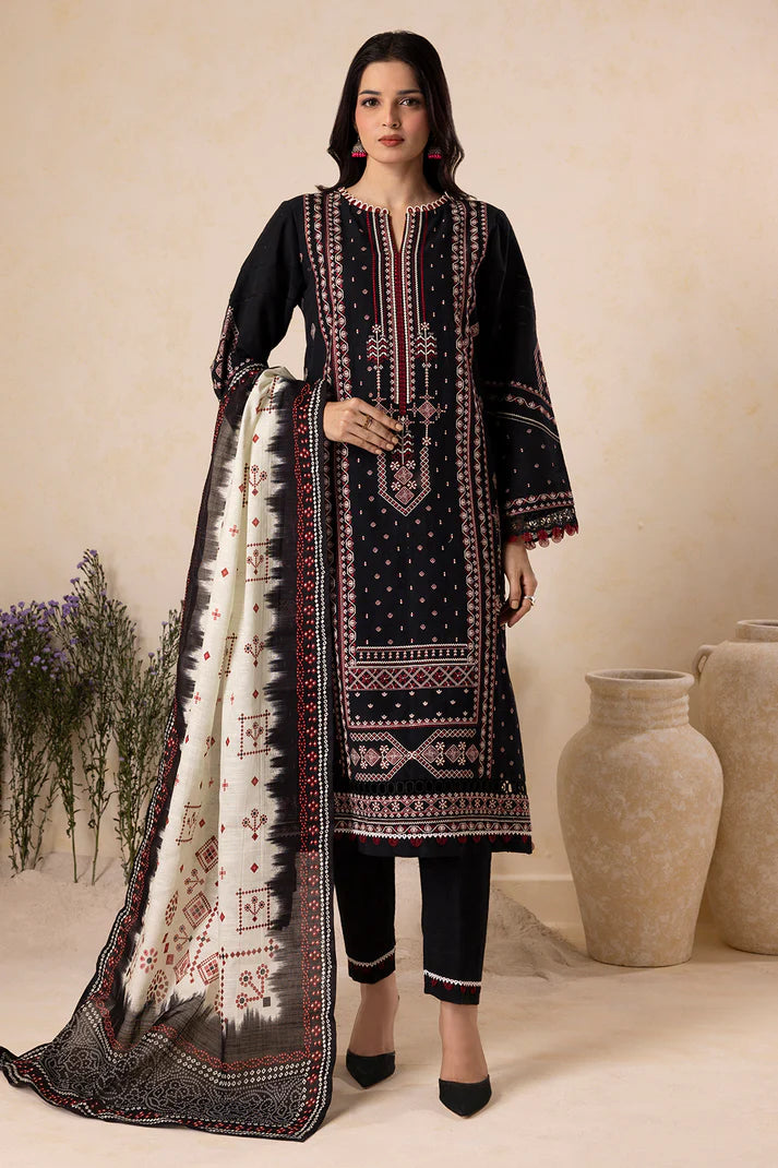 Zellbury | Unstitched 3 Pc Digital Printed Embroidered Khaddar