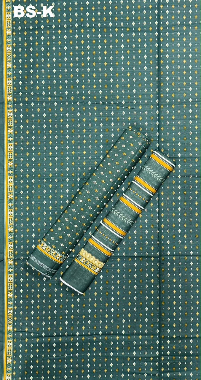 Teal Green Bin Saeed Unstitched 3Pc Printed Khaddar
