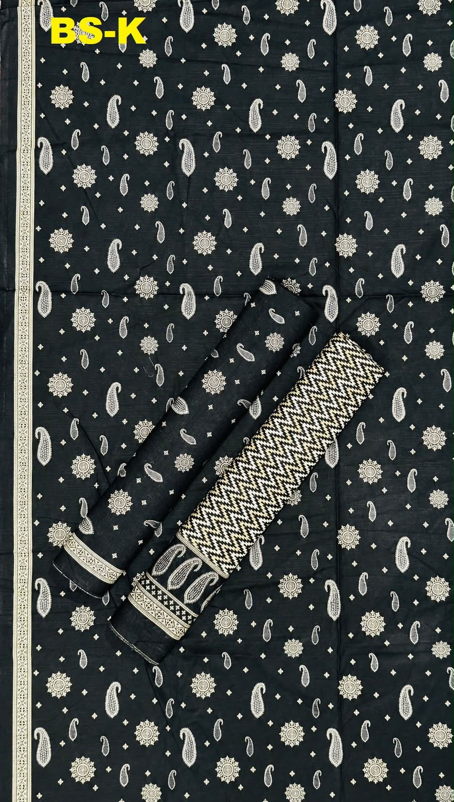 Black Bin Saeed Unstitched 3Pc Printed Khaddar