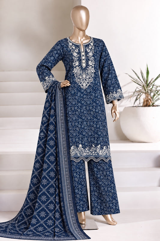 BIN SAEED embroidered khaddar suit in royal blue