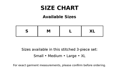 Bin Saeed size chart - S, M, L, XL