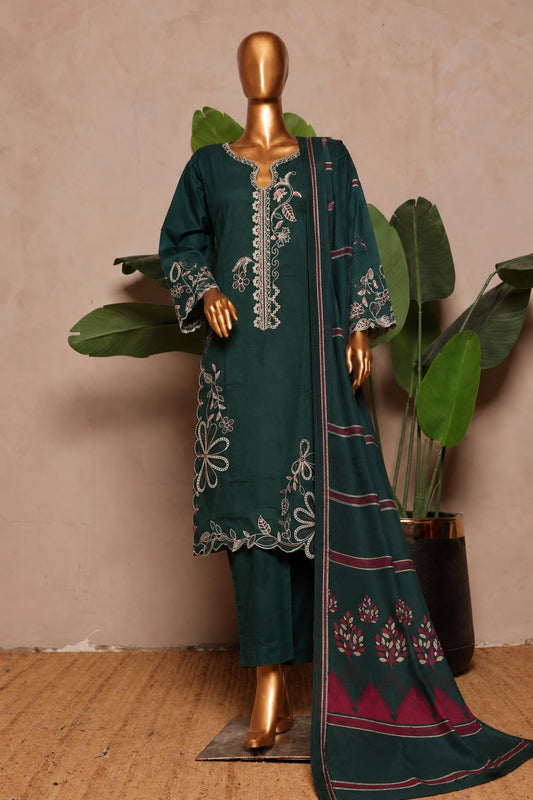 BIN SAEED embroidered Marina 3-piece suit with shawl in Dark Teal