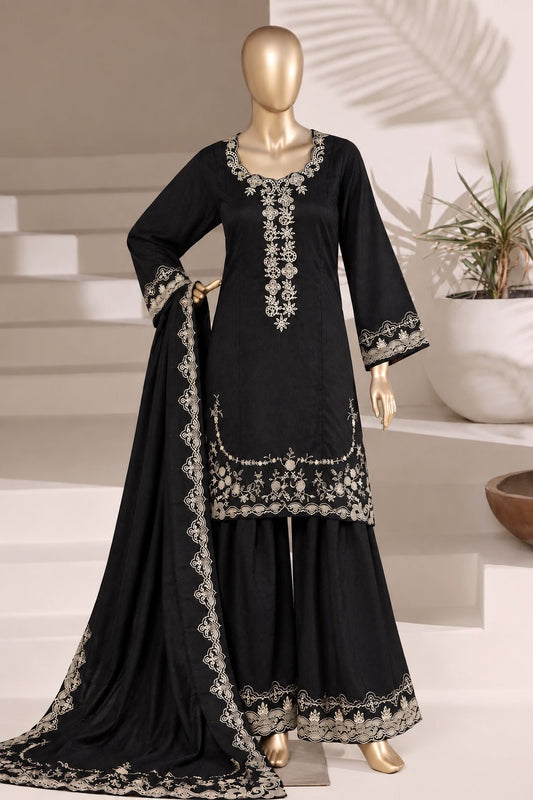 BIN SAEED | Stitched 3Pc Embroidered Marina With Shawl — Black | Premium Winter Collection - BarerahFabrics