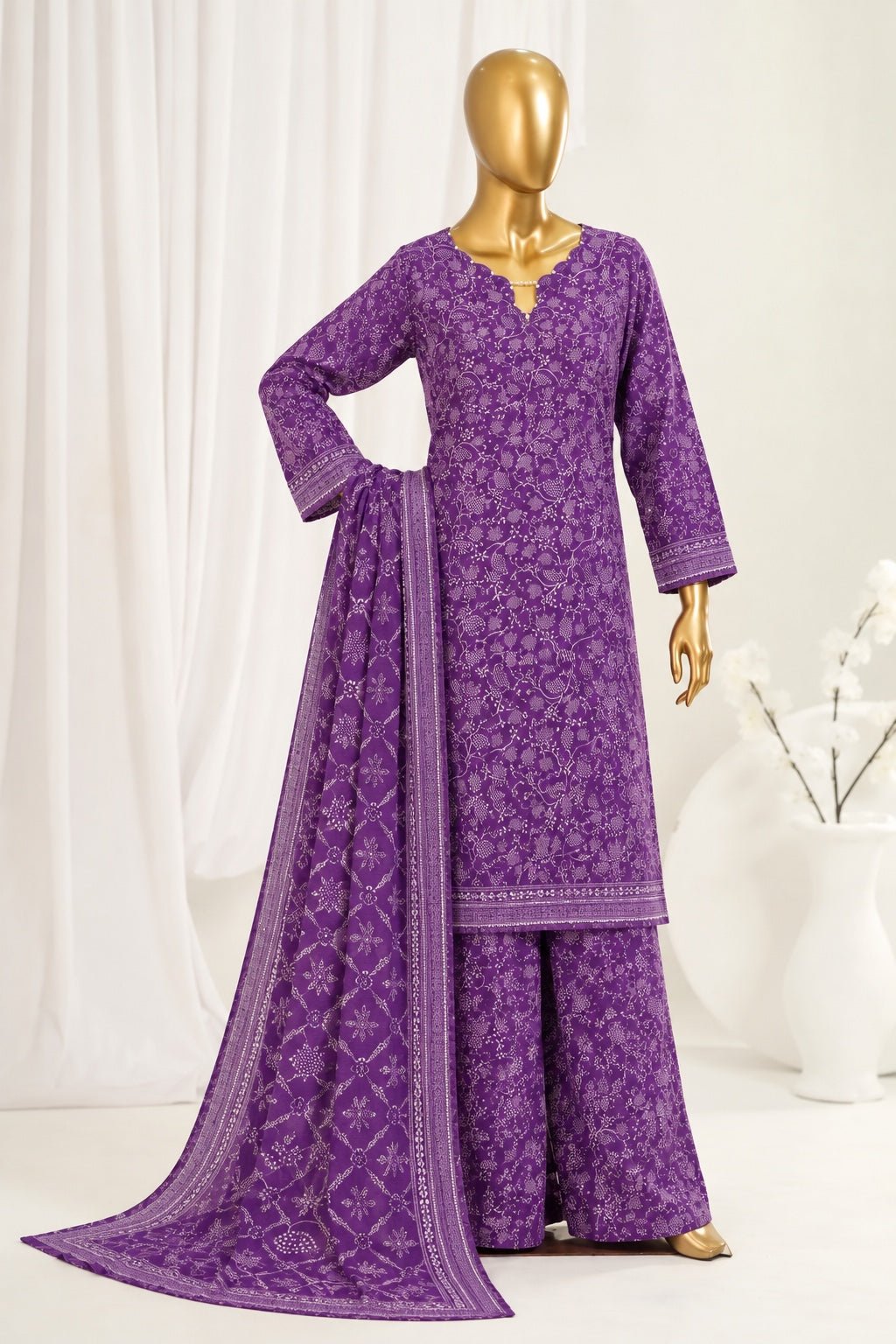 Bin Saeed | Stitched 3Pc Printed Khaddar - Premium Winter Collection - BarerahFabrics