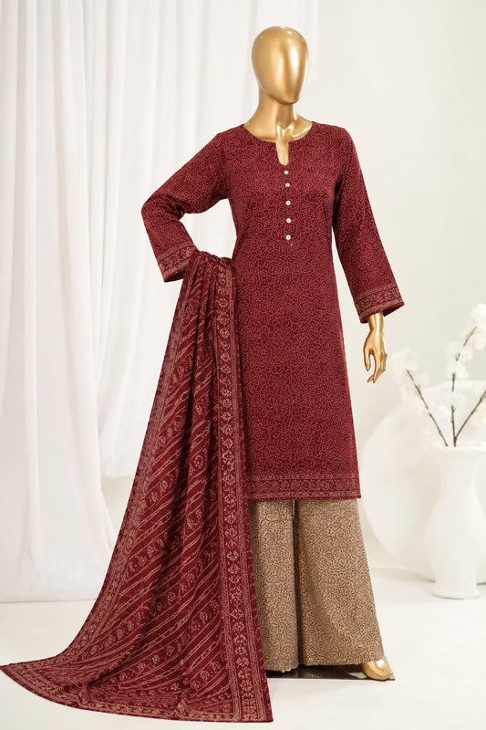 Bin Saeed | Stitched 3Pc Printed Khaddar - Premium Winter Collection - BarerahFabrics