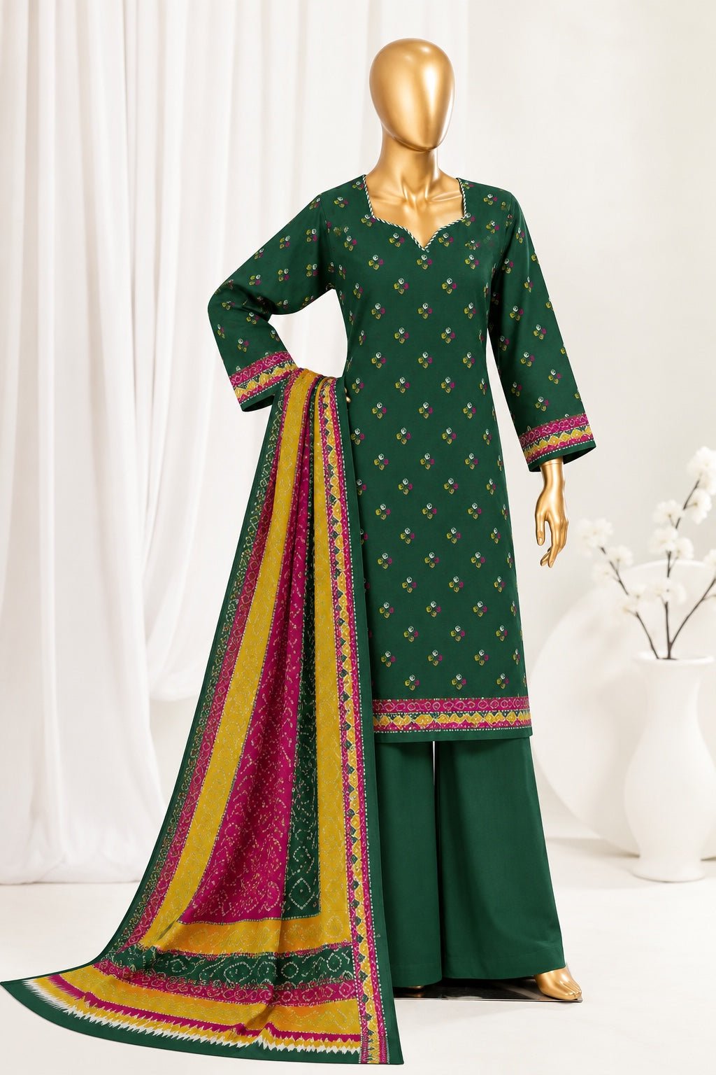 Bin Saeed | Stitched 3Pc Printed Khaddar - Premium Winter Collection - BarerahFabrics