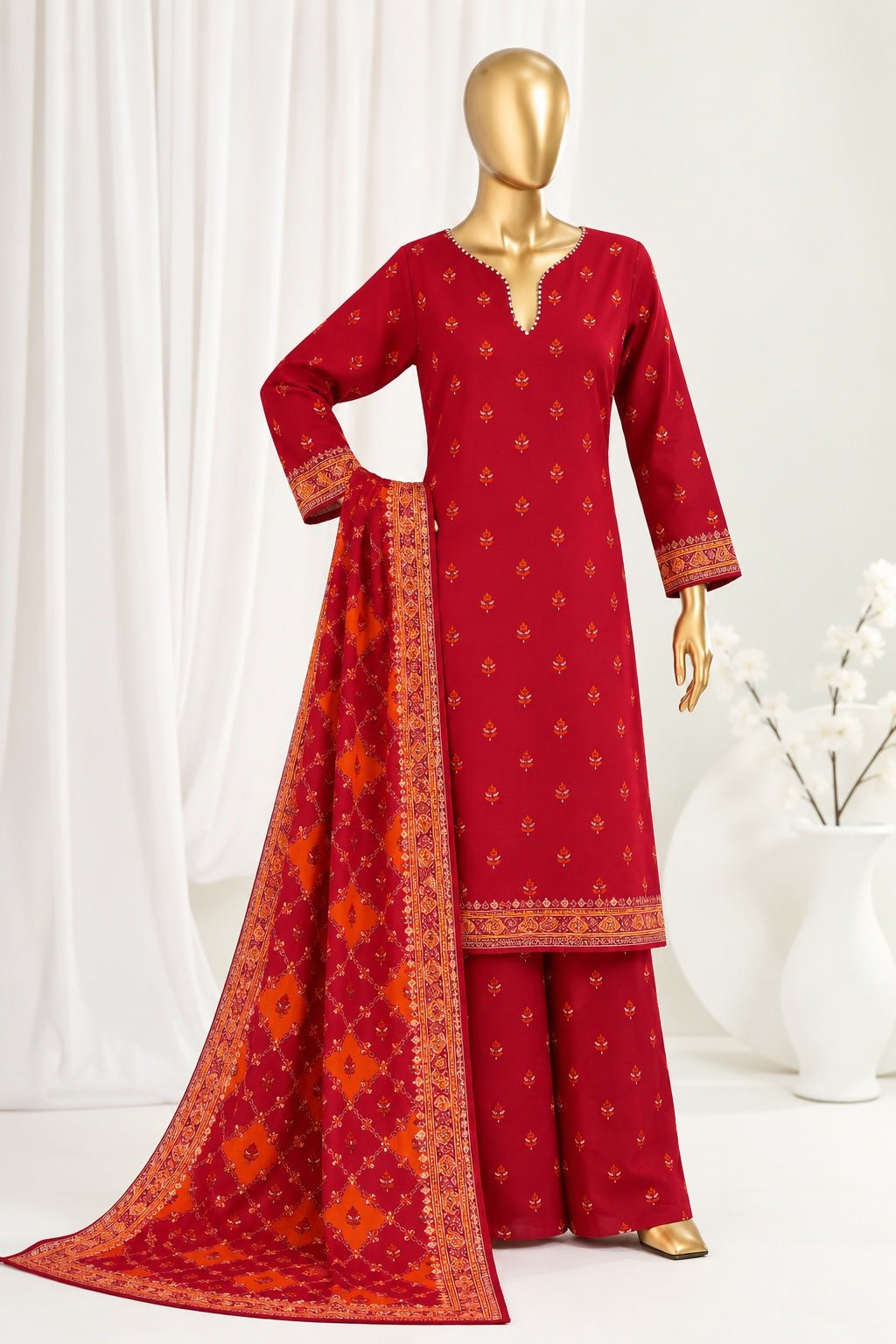 Bin Saeed | Stitched 3Pc Printed Khaddar - Premium Winter Collection - BarerahFabrics